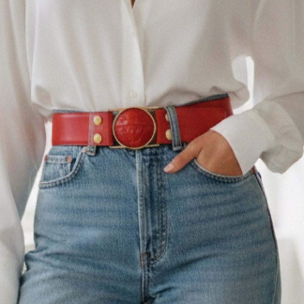 Gianni VERSACE VINTAGE medusa Red Belt